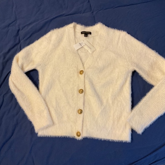 New Banana Republic White Eyelash Cardigan Sweater - Picture 1 of 11